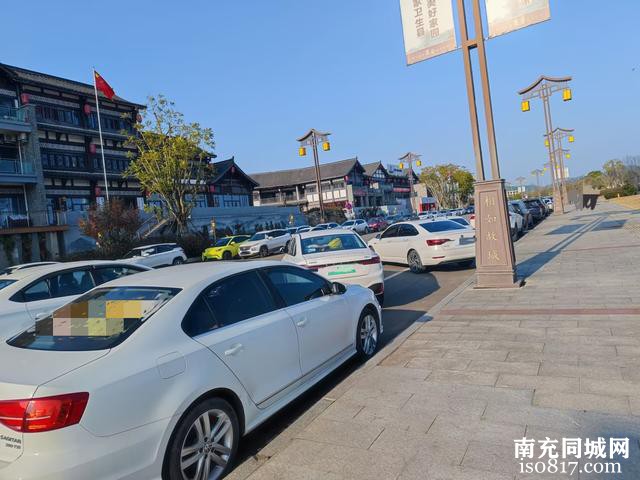 蓬安县锦屏镇上林园旁边道路上，乱停着好多车辆-2.jpg